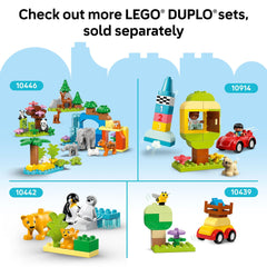 LEGO DUPLO baseplate measures 25 cm square for versatile layouts.