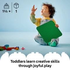 LEGO DUPLO green baseplate closeup studs offer reliable grip for creative building.