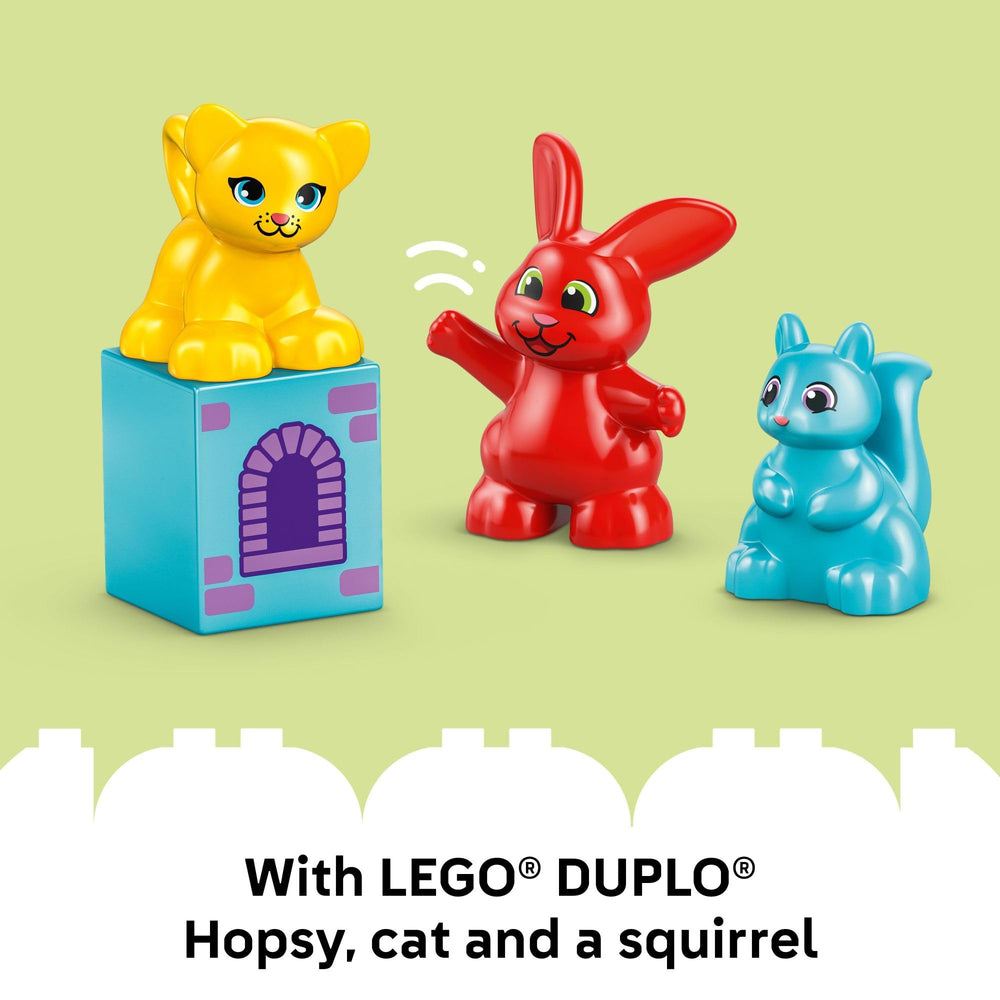LEGO DUPLO Hopsy's Castle Game castle centerpiece invites collaborative construction and play.