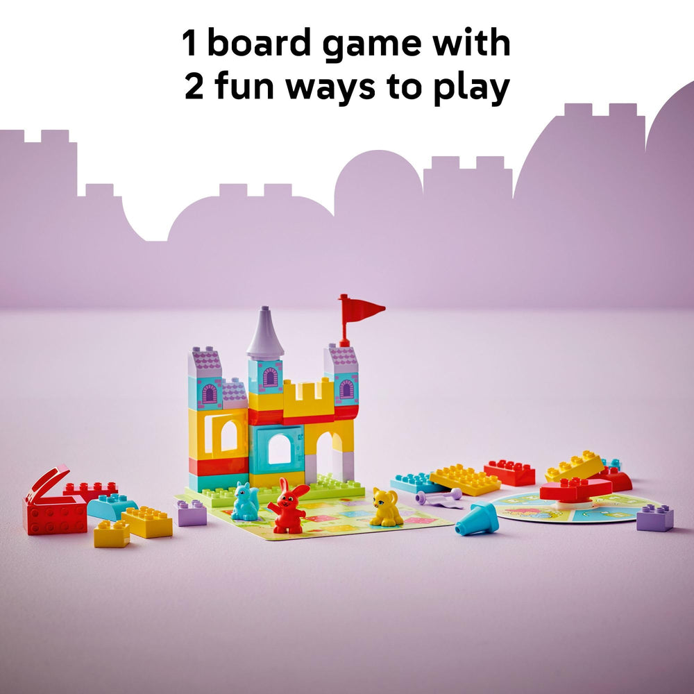 LEGO DUPLO Hopsy's Castle Game colored bricks support color recognition and fine motor skills.