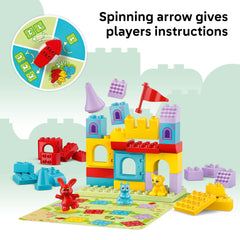 LEGO DUPLO Hopsy's Castle Game tower-building encourages balance and spatial awareness.