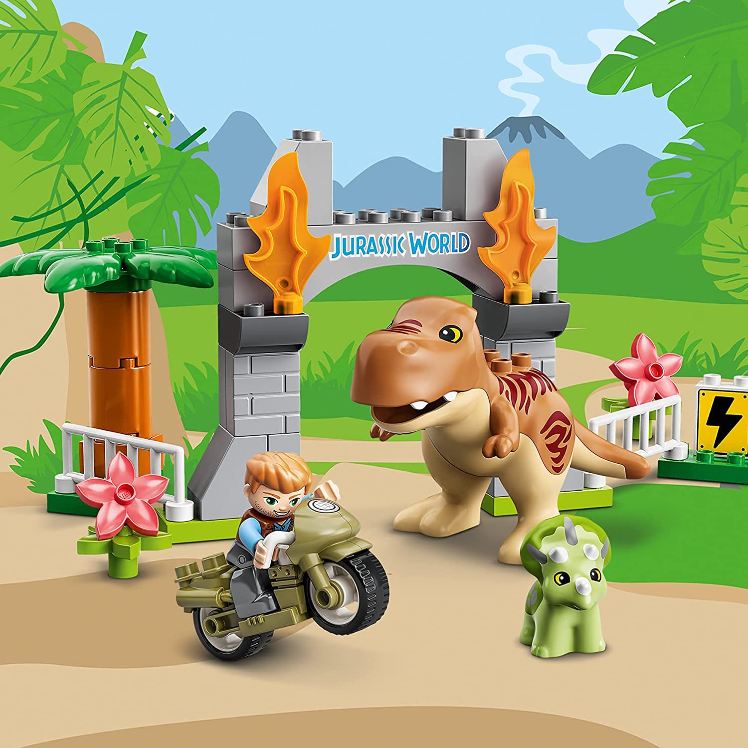 LEGO DUPLO Jurassic World baby Triceratops supports caring play.