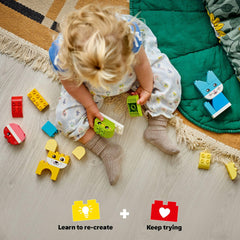 Rabbit figure encourages creative building and color matching with bright easy to handle bricks