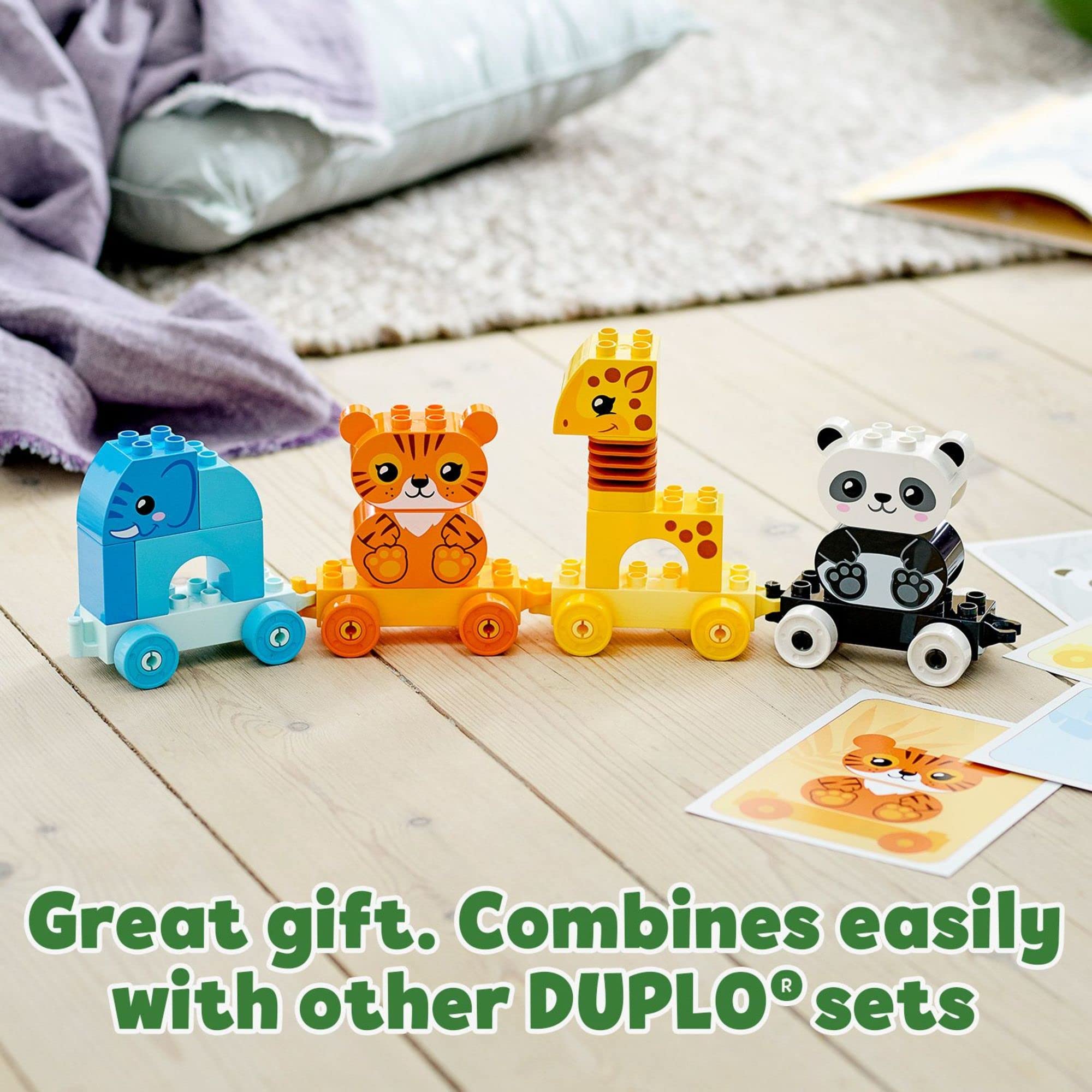 LEGO DUPLO push-along carriages with wheels for coordinated movement