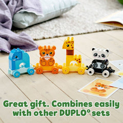 LEGO DUPLO push-along carriages with wheels for coordinated movement