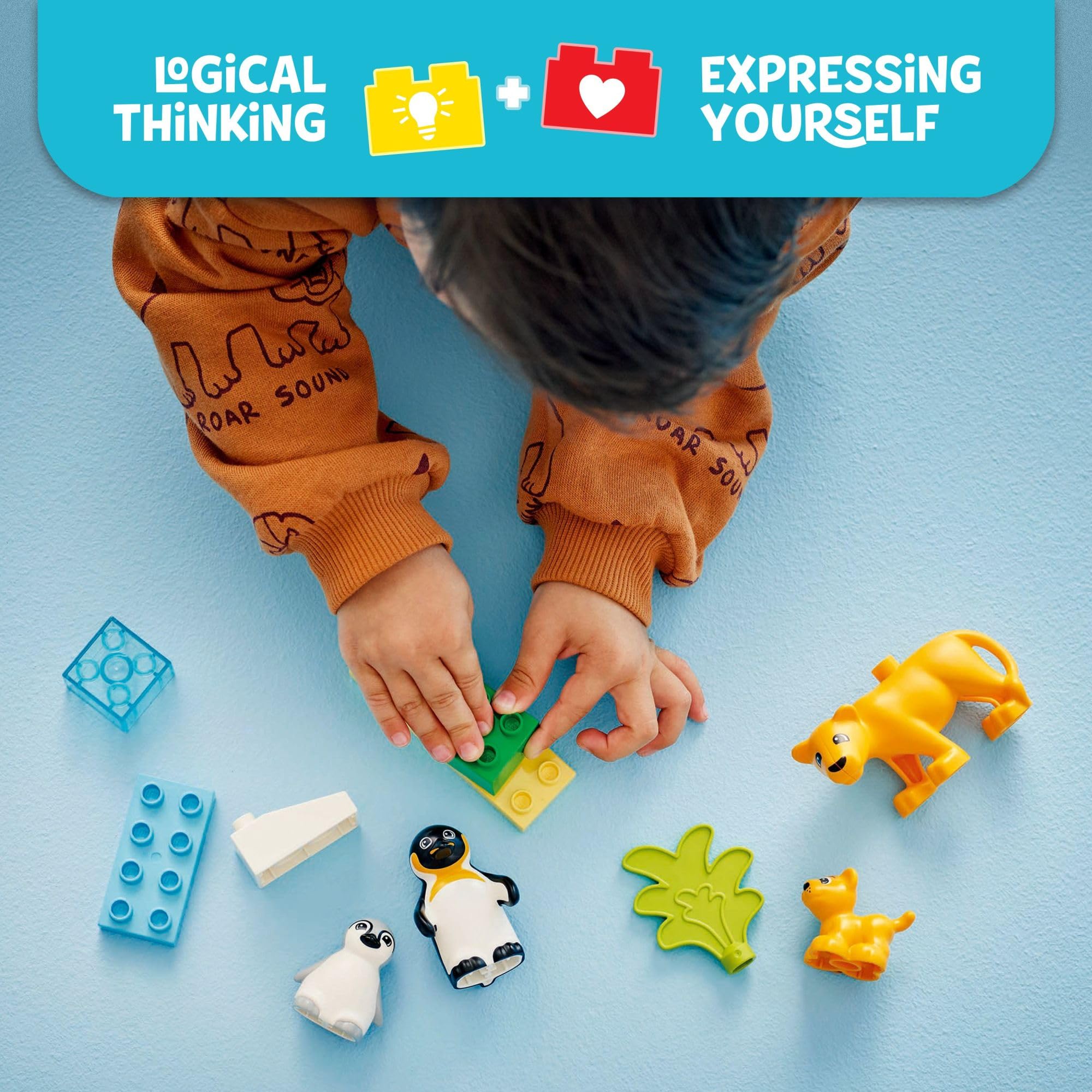 LEGO DUPLO penguin chick figure encourages caring interactions during play