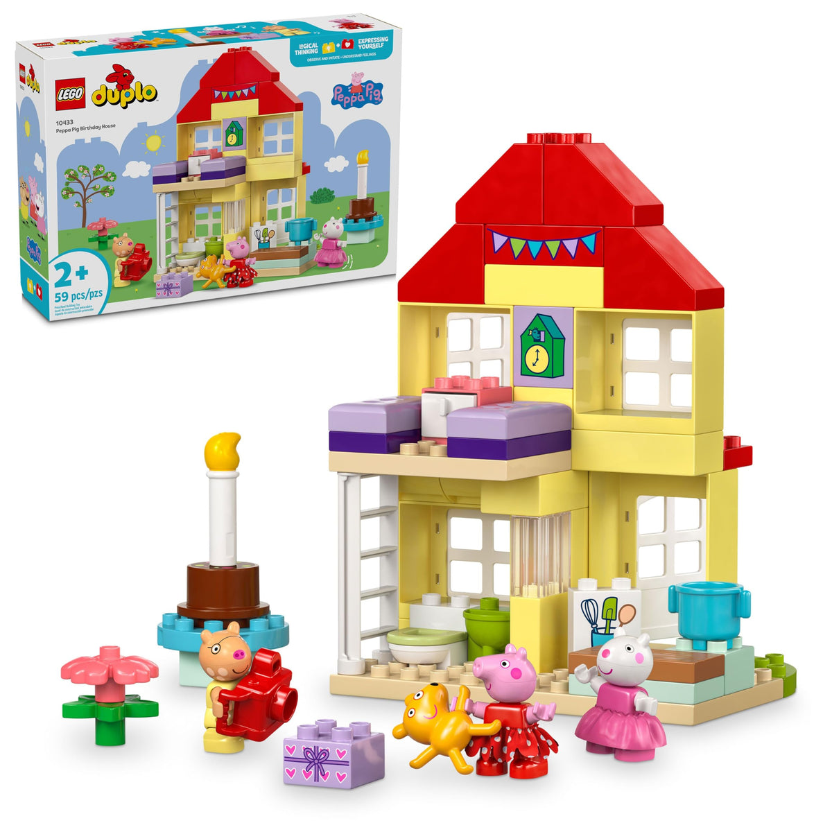 LEGO DUPLO Peppa Pig Birthday House figures for imaginative play and storytelling