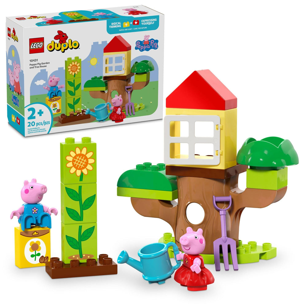 LEGO DUPLO Peppa Pig Garden and Tree House overview image showing outdoor play setup