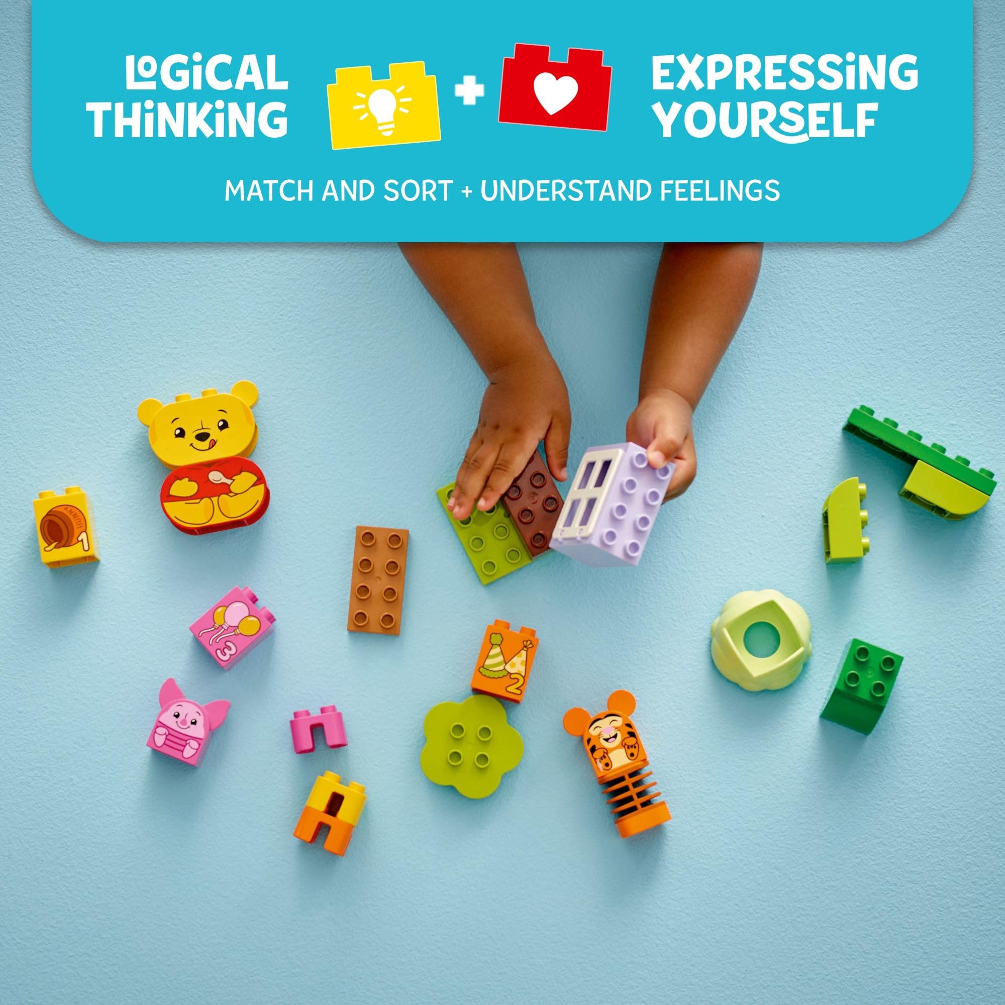 Winnie the Pooh, Tigger, and Piglet figures fostering emotion recognition through play.