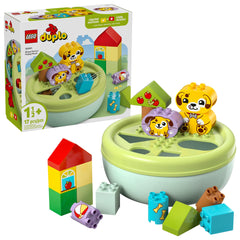 LEGO DUPLO Puppy House lid sorter supports early shape recognition and fine motor skill practice.