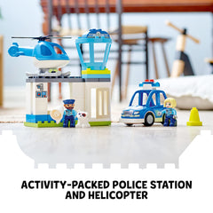 LEGO DUPLO Rescue Police Station observation tower opens doors for playful rescue scenarios