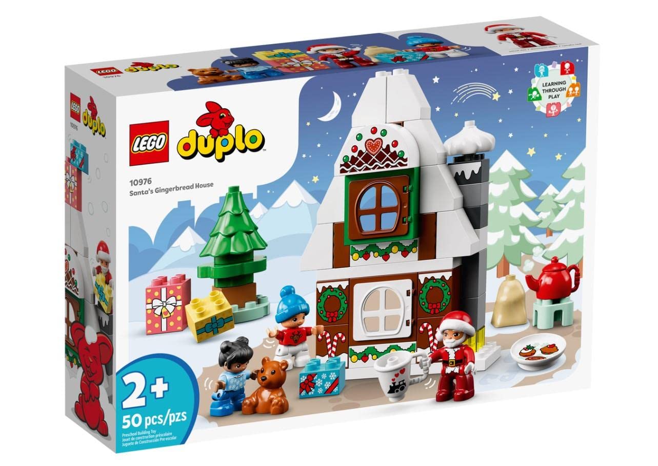 LEGO DUPLO Santa's Gingerbread House 10976 front view promotes imaginative winter play