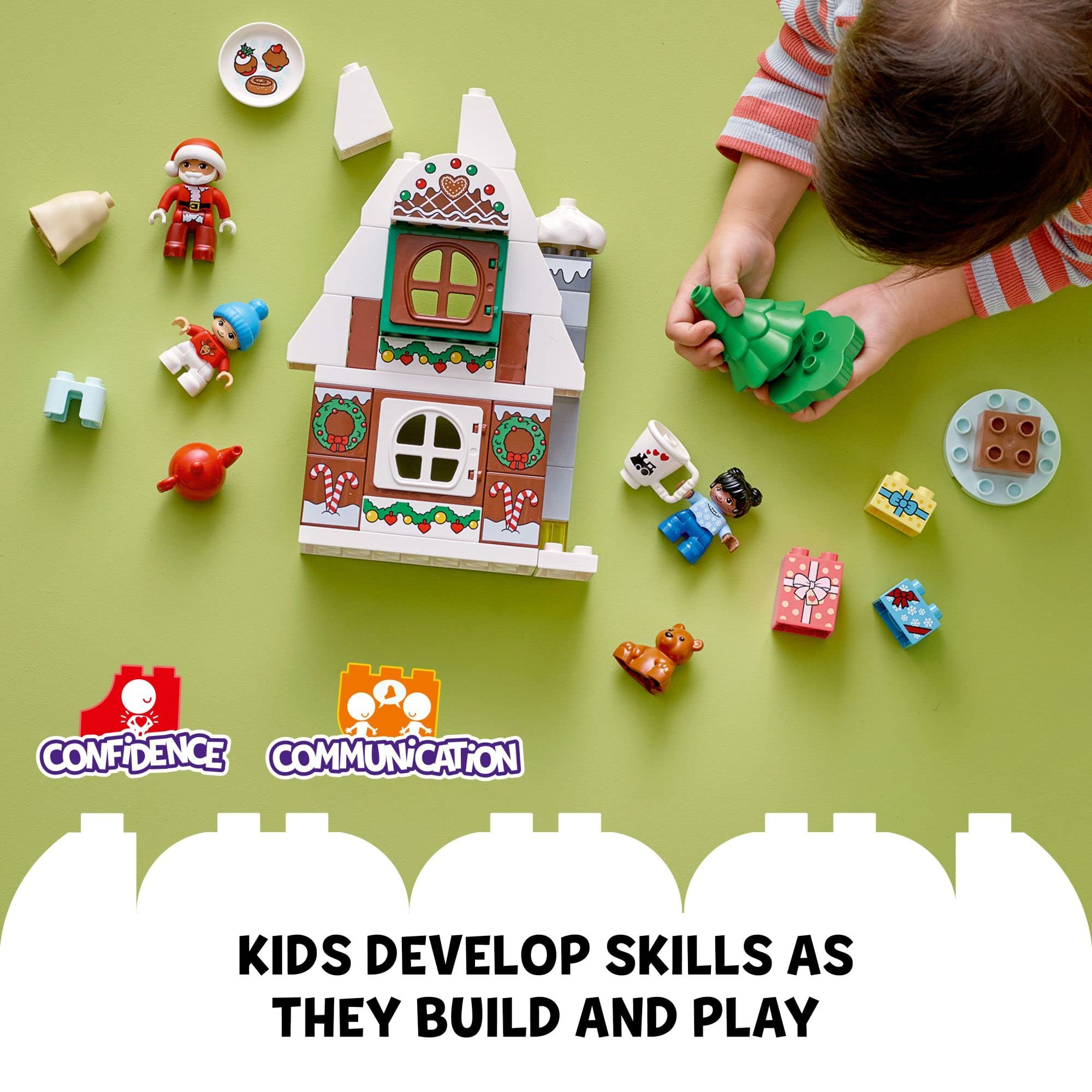 LEGO DUPLO Santa's Gingerbread House kids figures encourage sharing and storytelling