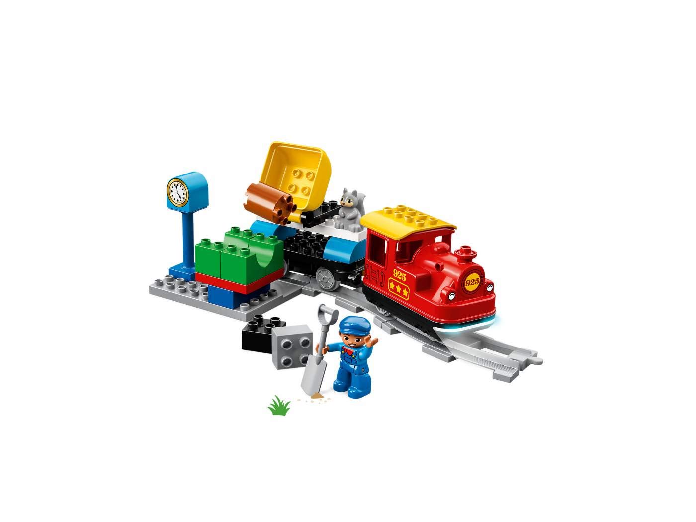 LEGO DUPLO train set includes figures and animal for imaginative role-play.