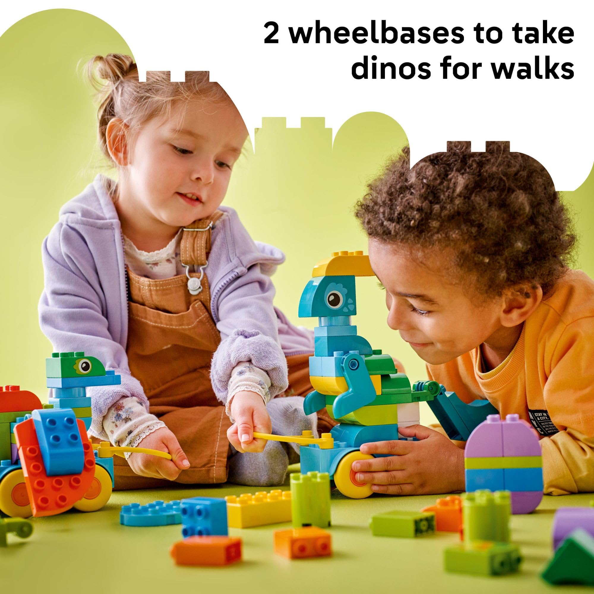 LEGO DUPLO Dinosaurs on Wheels moving features engage tactile exploration and storytelling