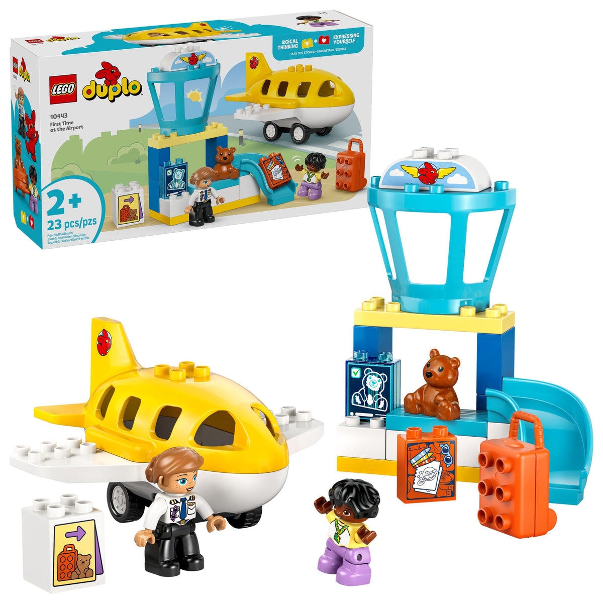 LEGO DUPLO Town airport suitcase demonstrates hands-on packing for early travel imagination.