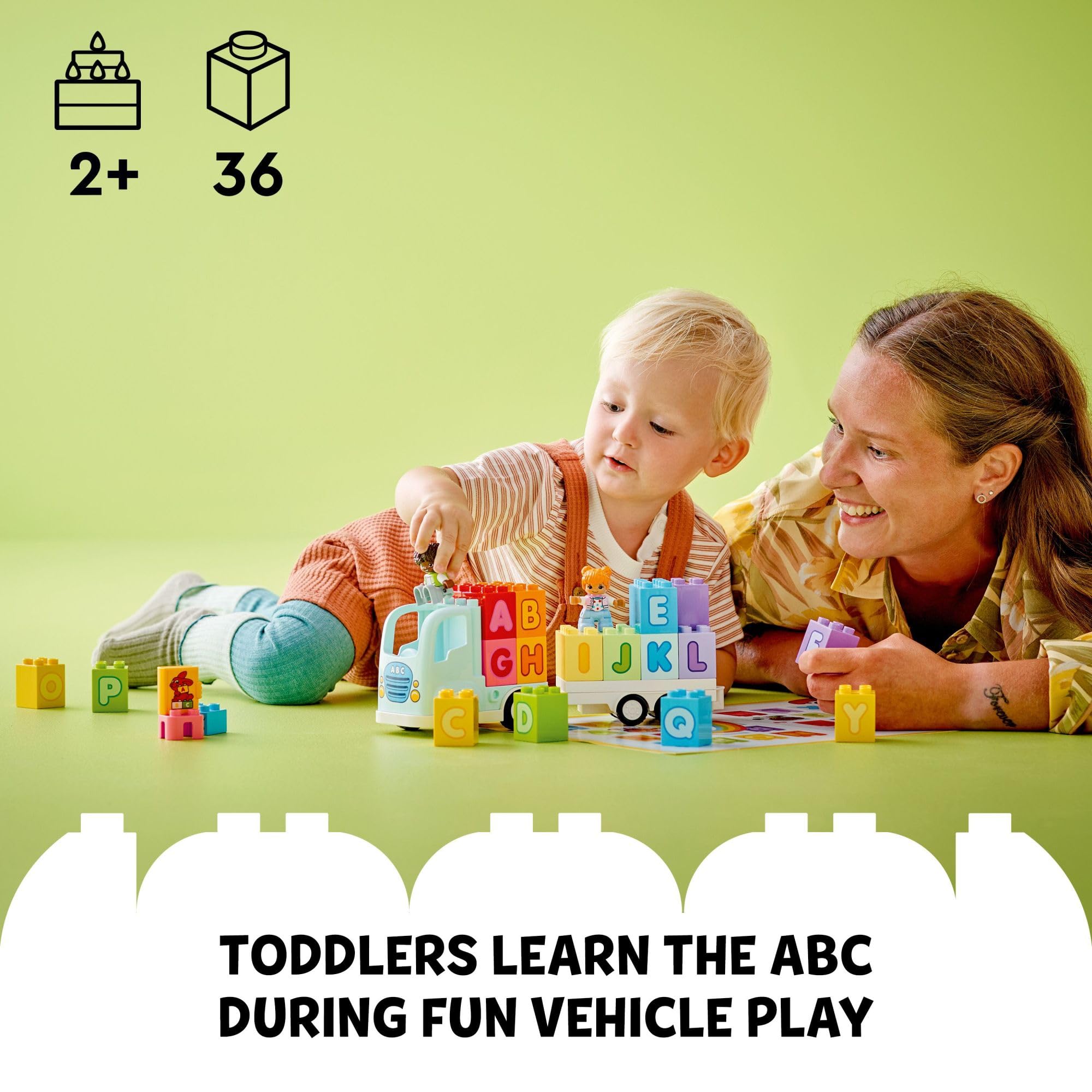 LEGO DUPLO Alphabet Truck trailer-attachment for easy detachment and mix-and-match play.