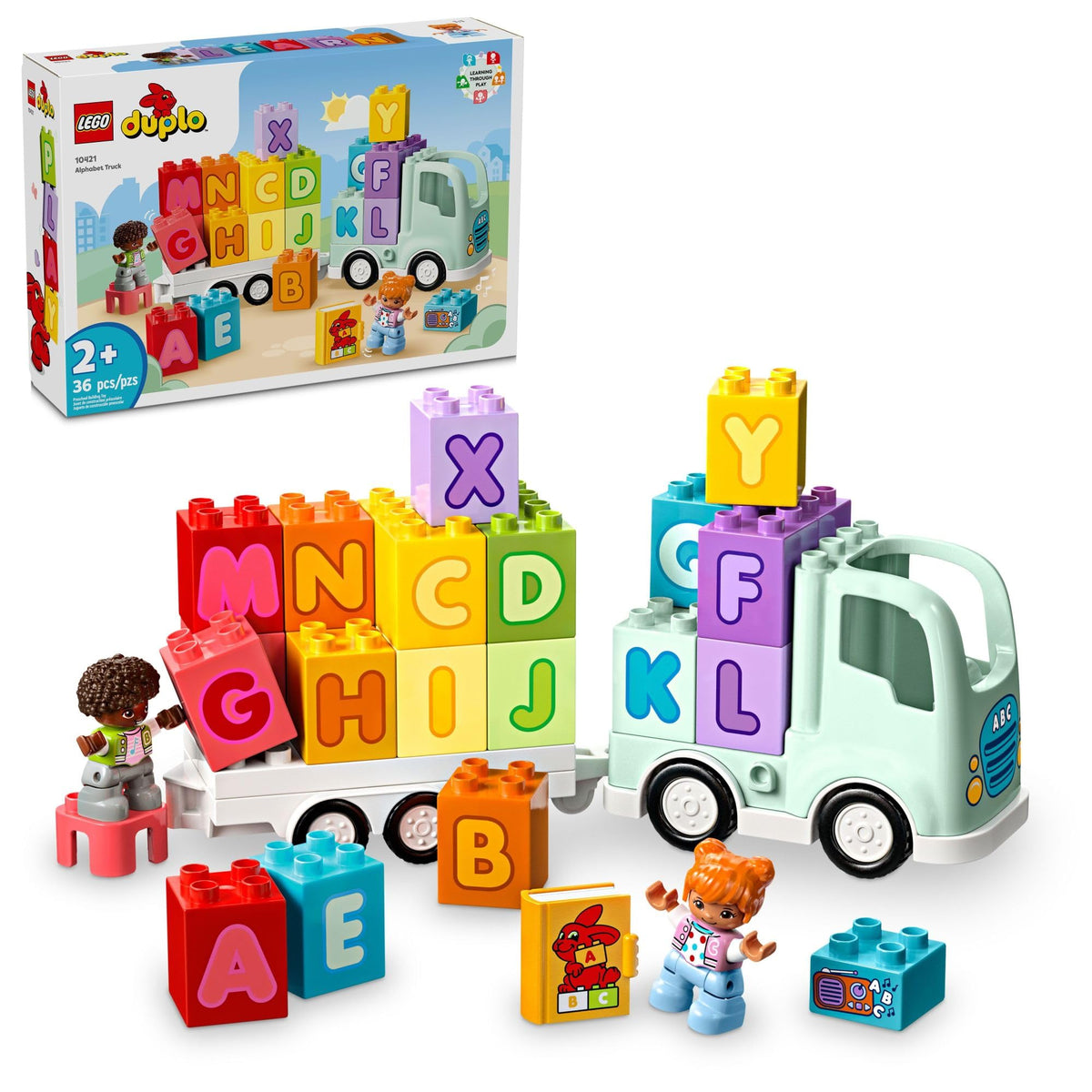 LEGO DUPLO Alphabet Truck front view showing a friendly vehicle for early letter recognition.