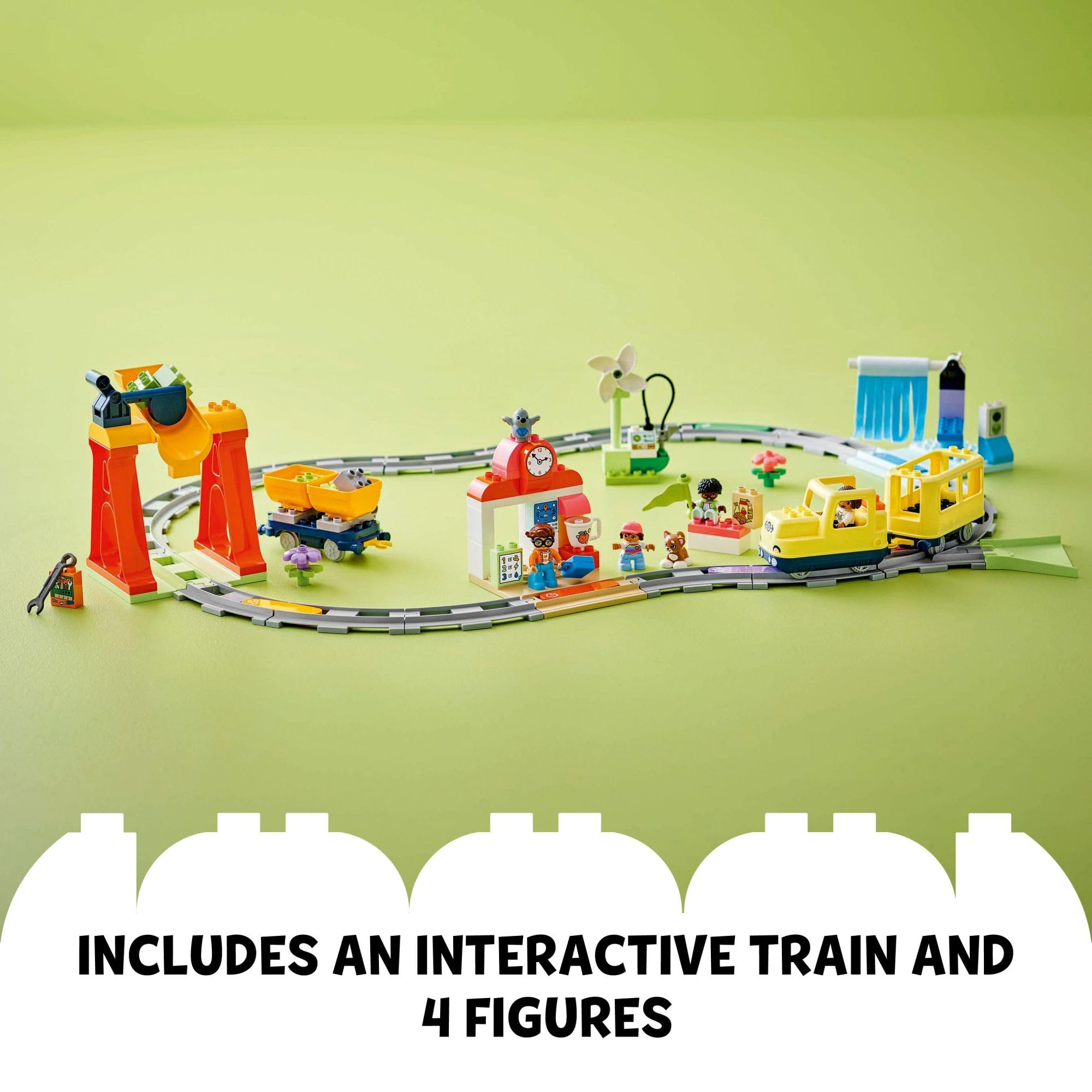 LEGO DUPLO Town train figures and accessories spark collaborative storytelling.