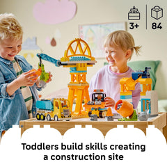 LEGO DUPLO Town bulldozer with lifting bucket promotes hands-on building and problem solving.