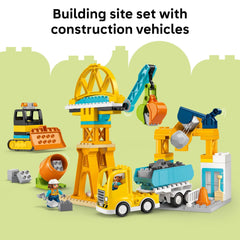LEGO DUPLO Town cement mixer drum rotates for interactive construction scenes.