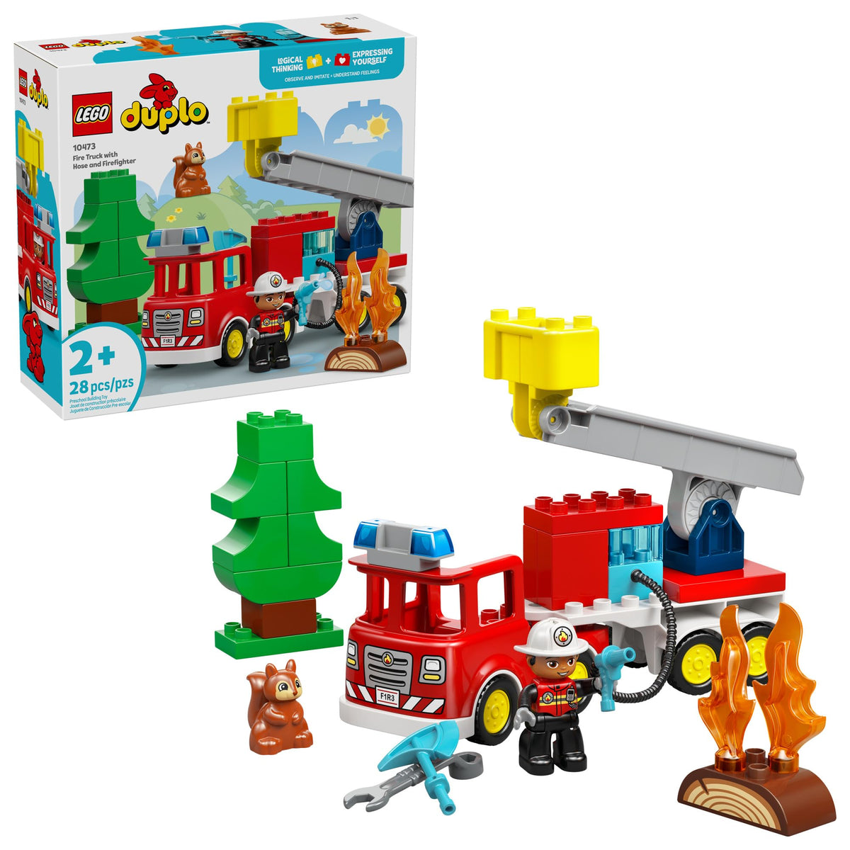 LEGO DUPLO Town Fire Truck with Hose shows engaging rescue play for toddlers