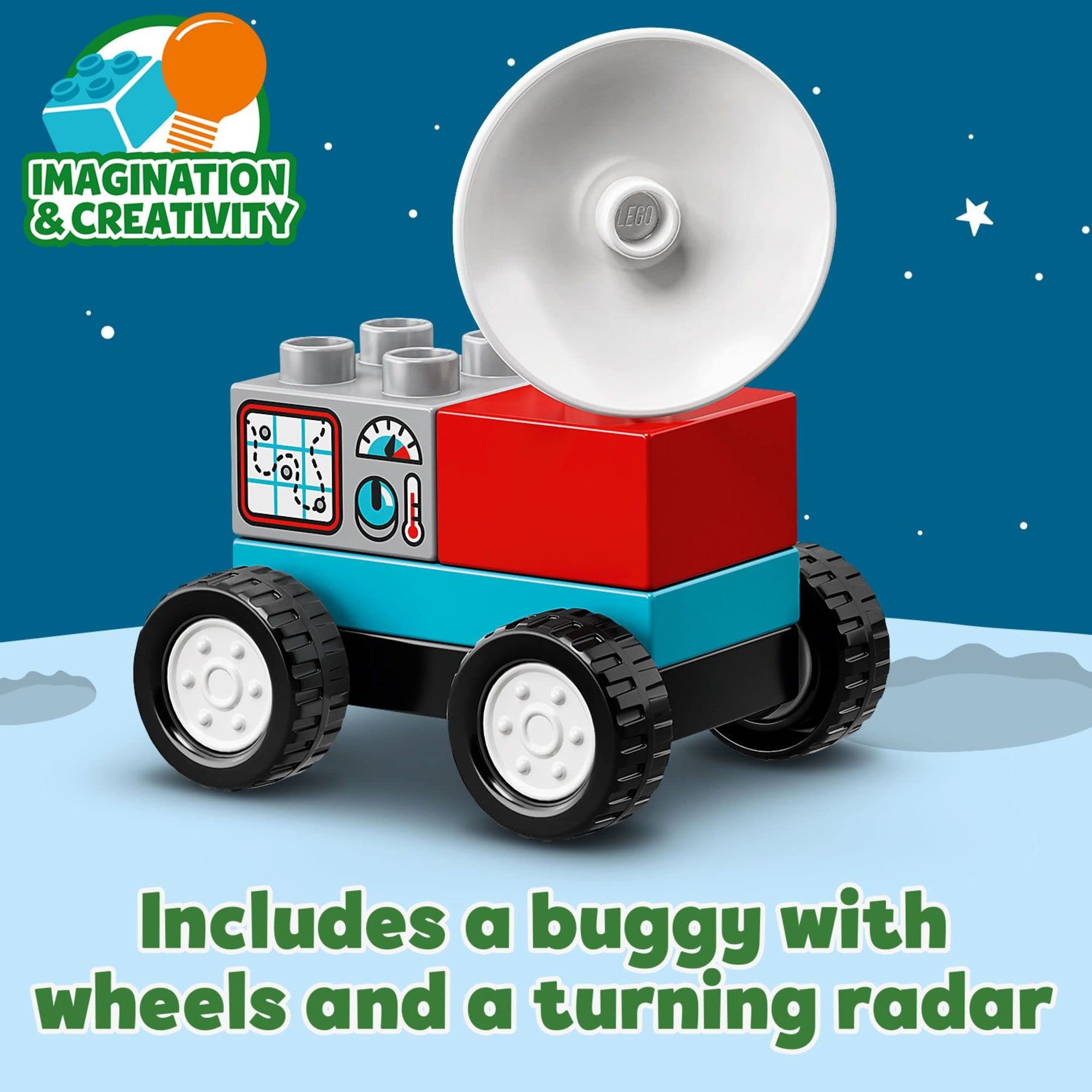 LEGO DUPLO Town Space Shuttle Mission opening body invites creative construction play.