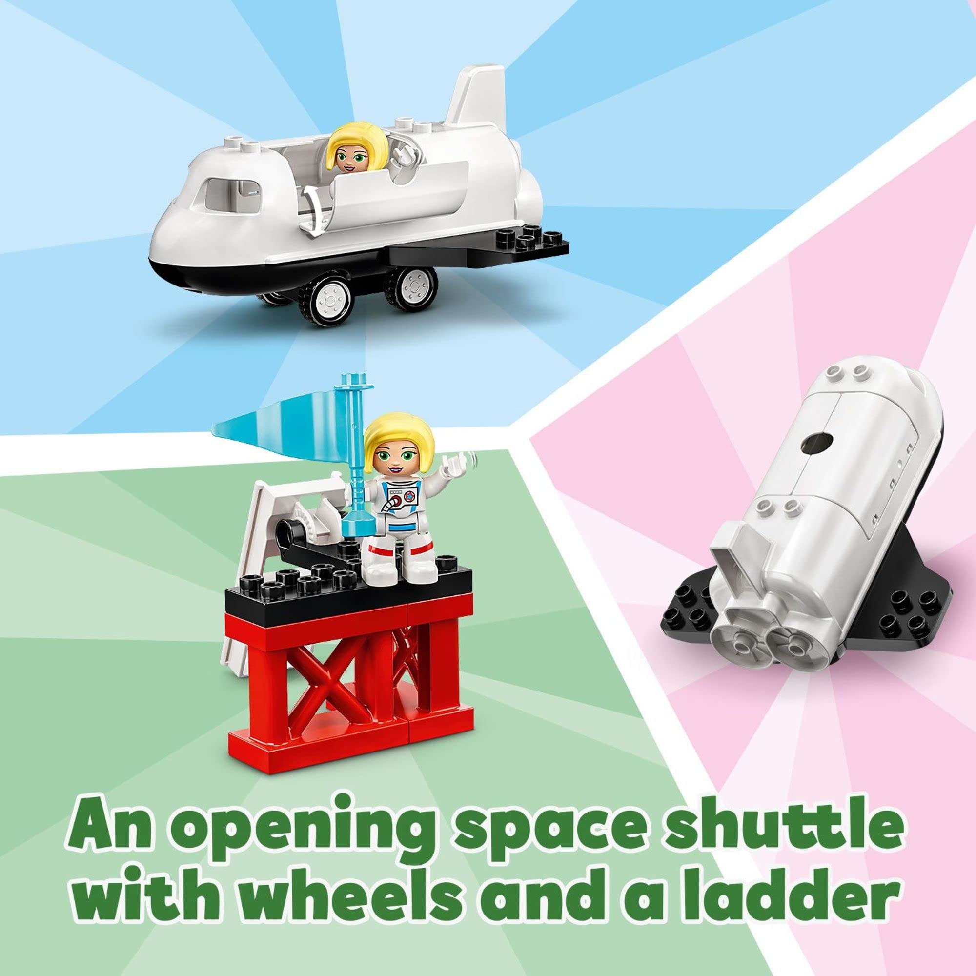 LEGO DUPLO Town Space Shuttle Mission rover with radar supports explorative stories.