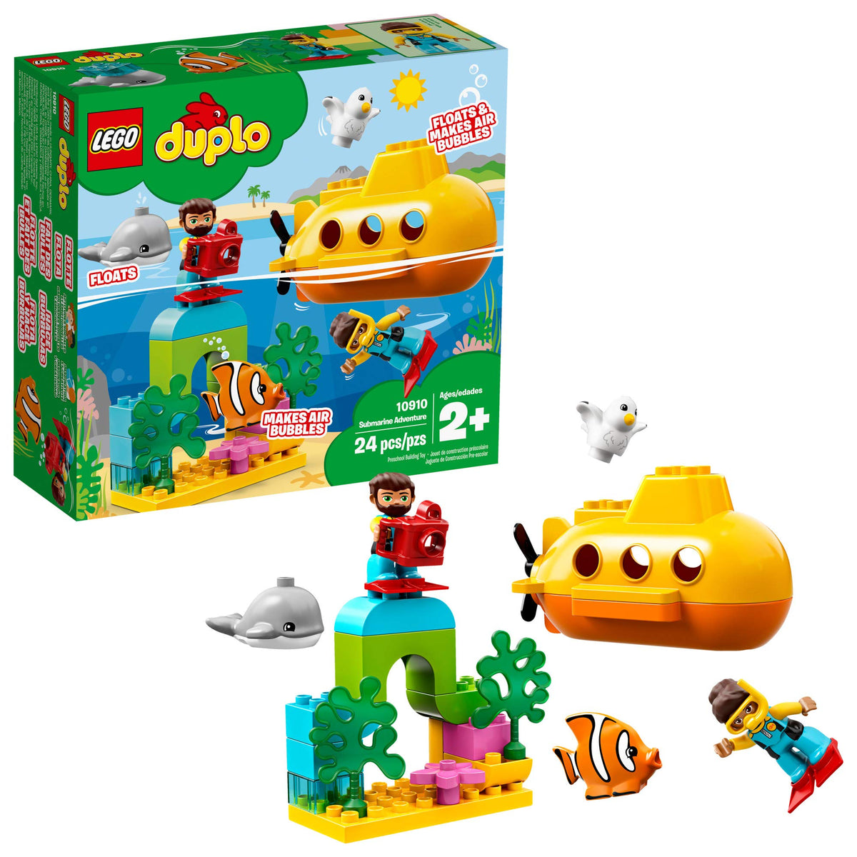 LEGO DUPLO Town Submarine Adventure submarine in bath water for imaginative play