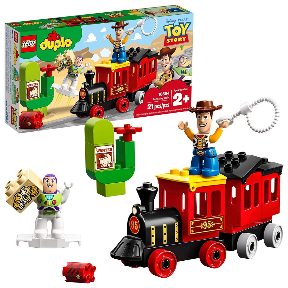LEGO DUPLO Toy Story Train 10894 steam train with open roofs for easy access and storytelling.