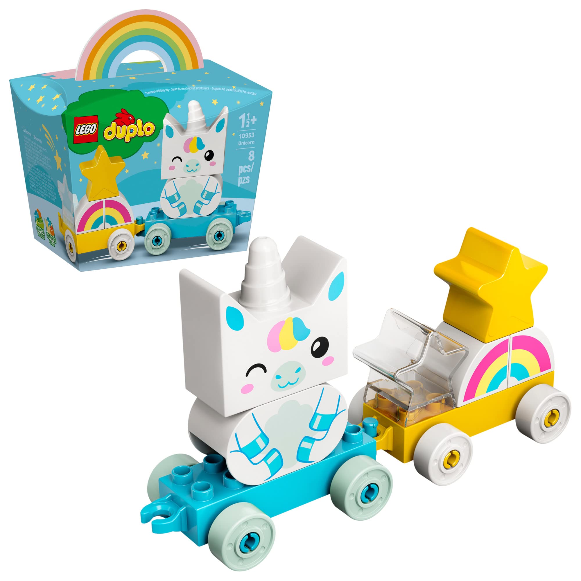 LEGO DUPLO My First Unicorn 10953 pull-along toy for toddlers with easy-grip pieces.