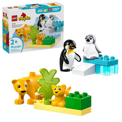 LEGO DUPLO wild animal families playset featuring penguins and lions for imaginative learning