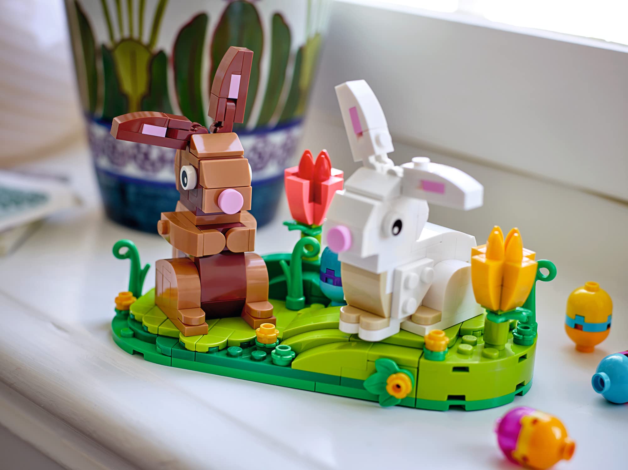 LEGO Easter Rabbits 40523 tulips add spring color to your display setup