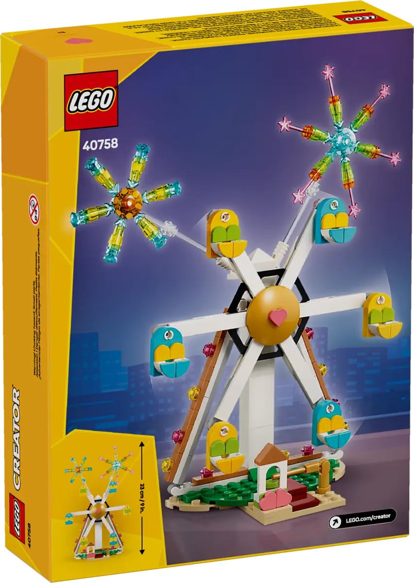 LEGO ferris wheel gondolas 40758 provide six movable cabins for storytelling.