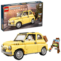 LEGO Fiat 500 10271 front view highlighting iconic vintage lines for display