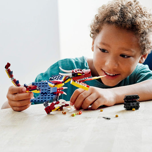 The LEGO Fire Dragon 31102 treasure chest elements unlock storytelling and treasure hunts