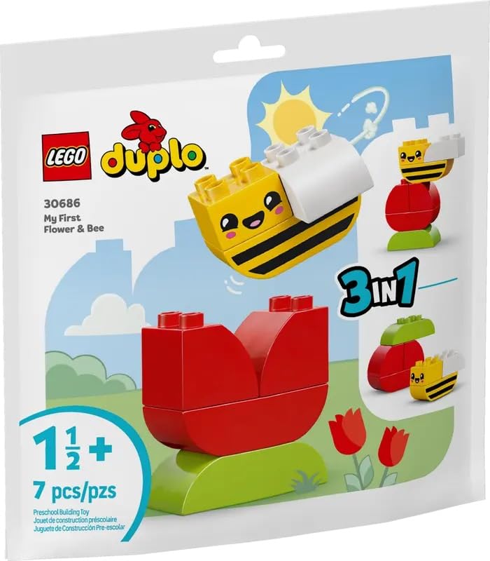 LEGO DUPLO First Flower and Bee Set assembled scene sparks imaginative storytelling.