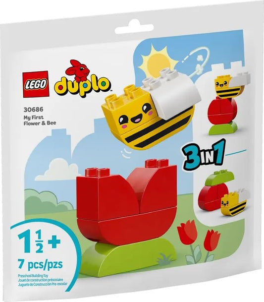 LEGO DUPLO First Flower and Bee Set assembled scene sparks imaginative storytelling.