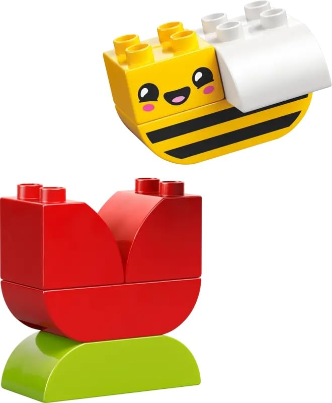 LEGO DUPLO First Flower and Bee Set brick-build close-up encourages fine motor development.