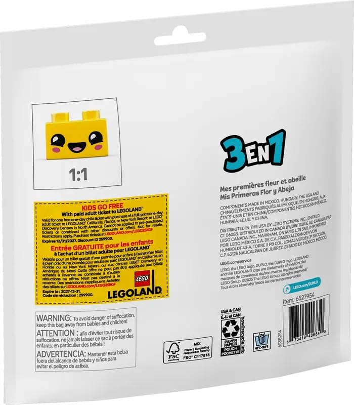 LEGO DUPLO First Flower and Bee Set learning play scene supports early shape and color recognition.
