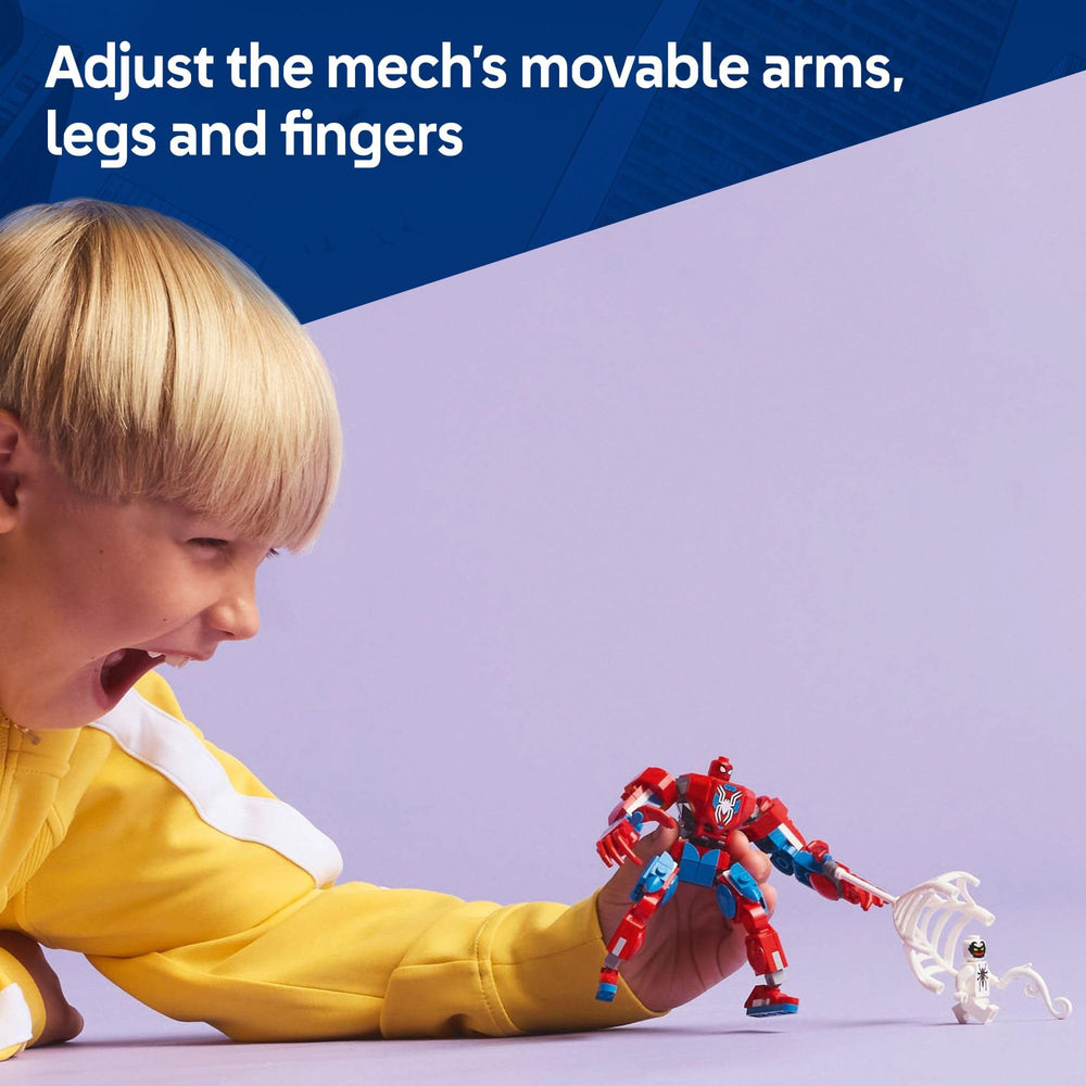 LEGO flexible web can be launched to trap villains in pretend battles.