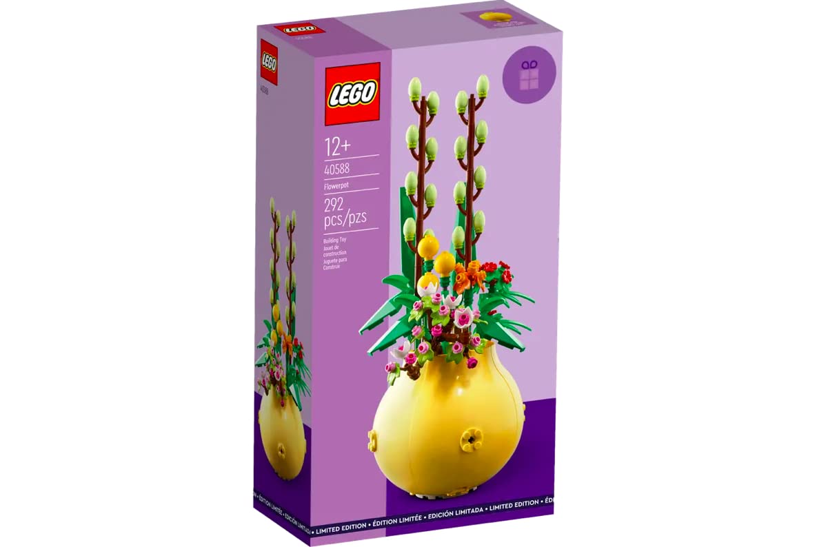 LEGO Flower Pot 40588 cherry blossom close-up highlighting brick detail and color