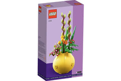 LEGO Flower Pot 40588 globosa craspedia flowers brightening a shelf scene