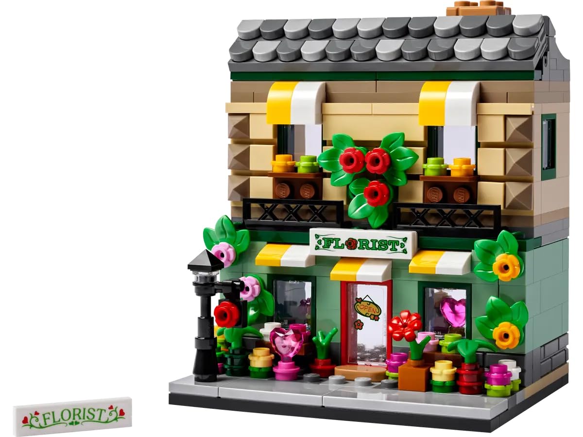 LEGO Flower Store architectural details and floral accents for visual interest.