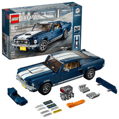 LEGO Ford Mustang GT engine detail with V8 and hoses for authentic realism.