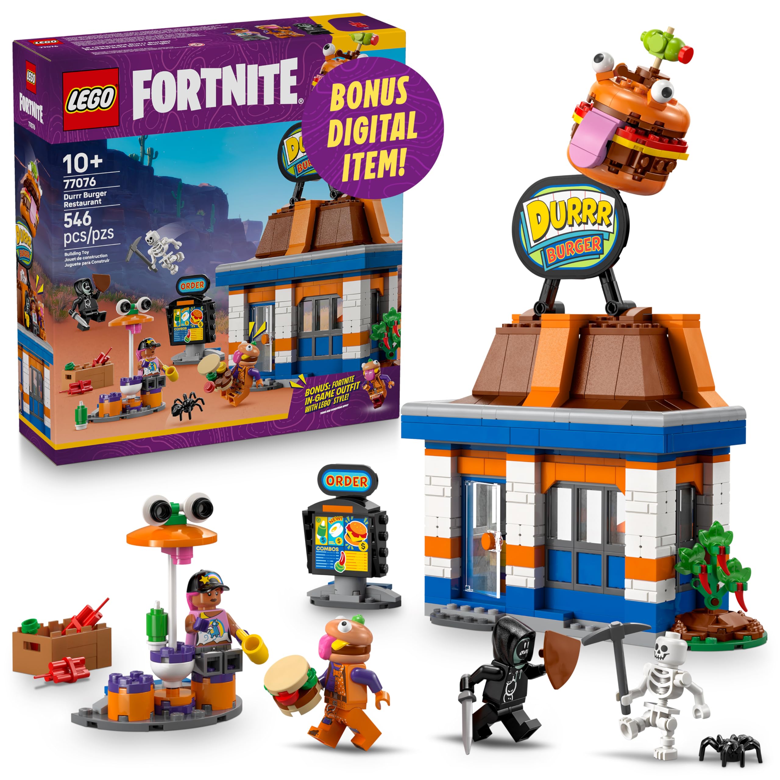 LEGO Fortnite Durrr Burger Restaurant front view for authentic game-inspired play