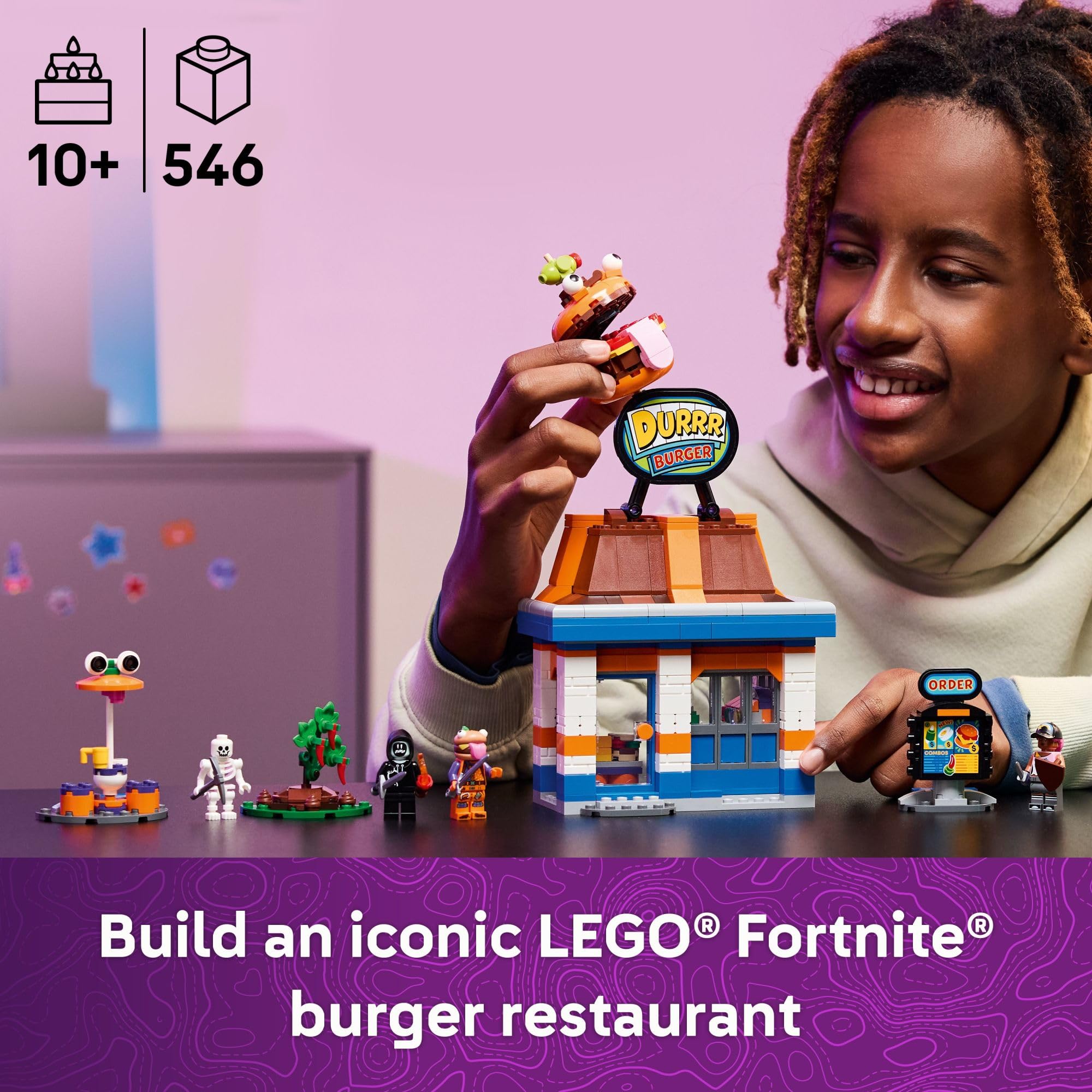 LEGO Fortnite Durrr Burger Restaurant interior detail for creative builds