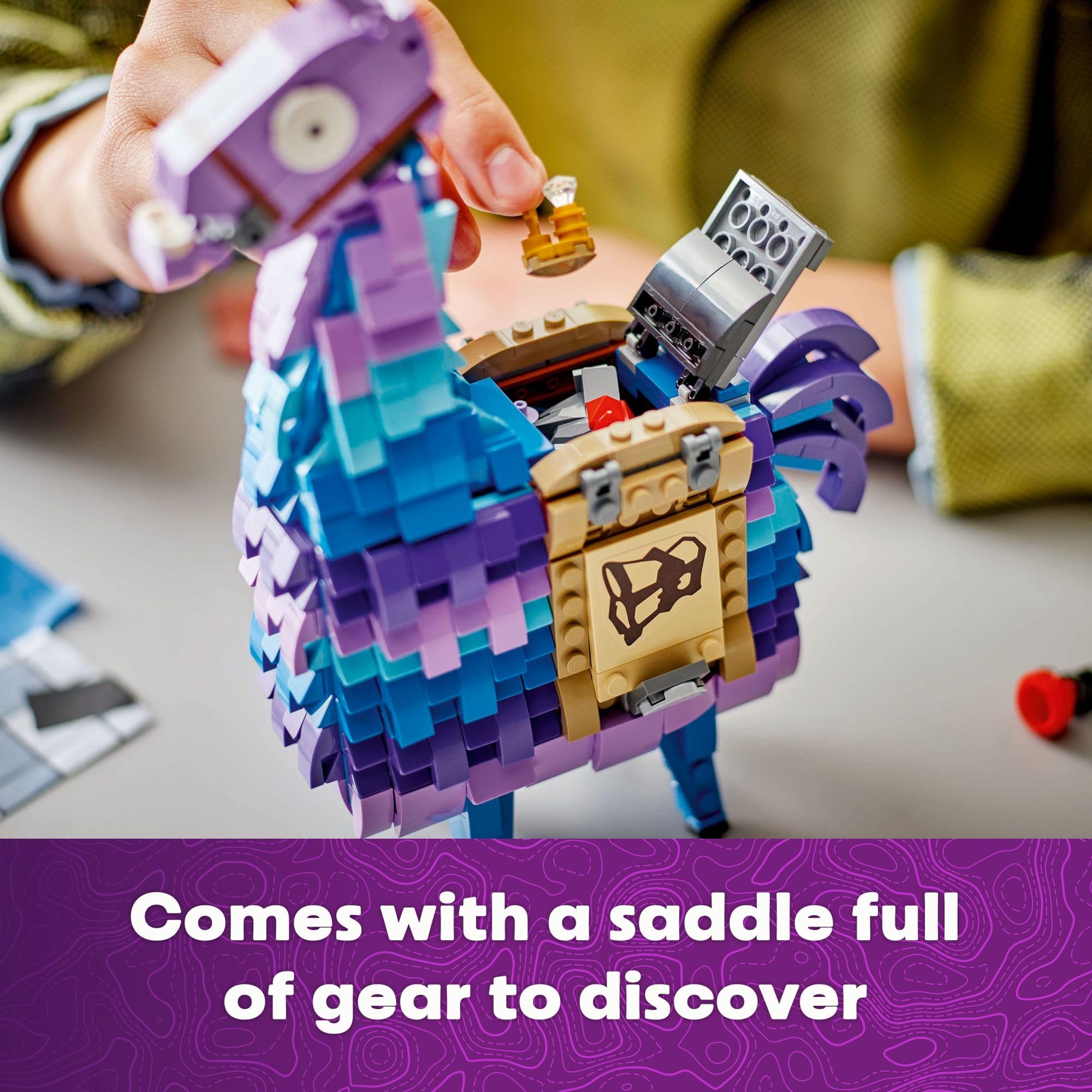 Back Pack accessory adds Fortnite flair to the llama figure.