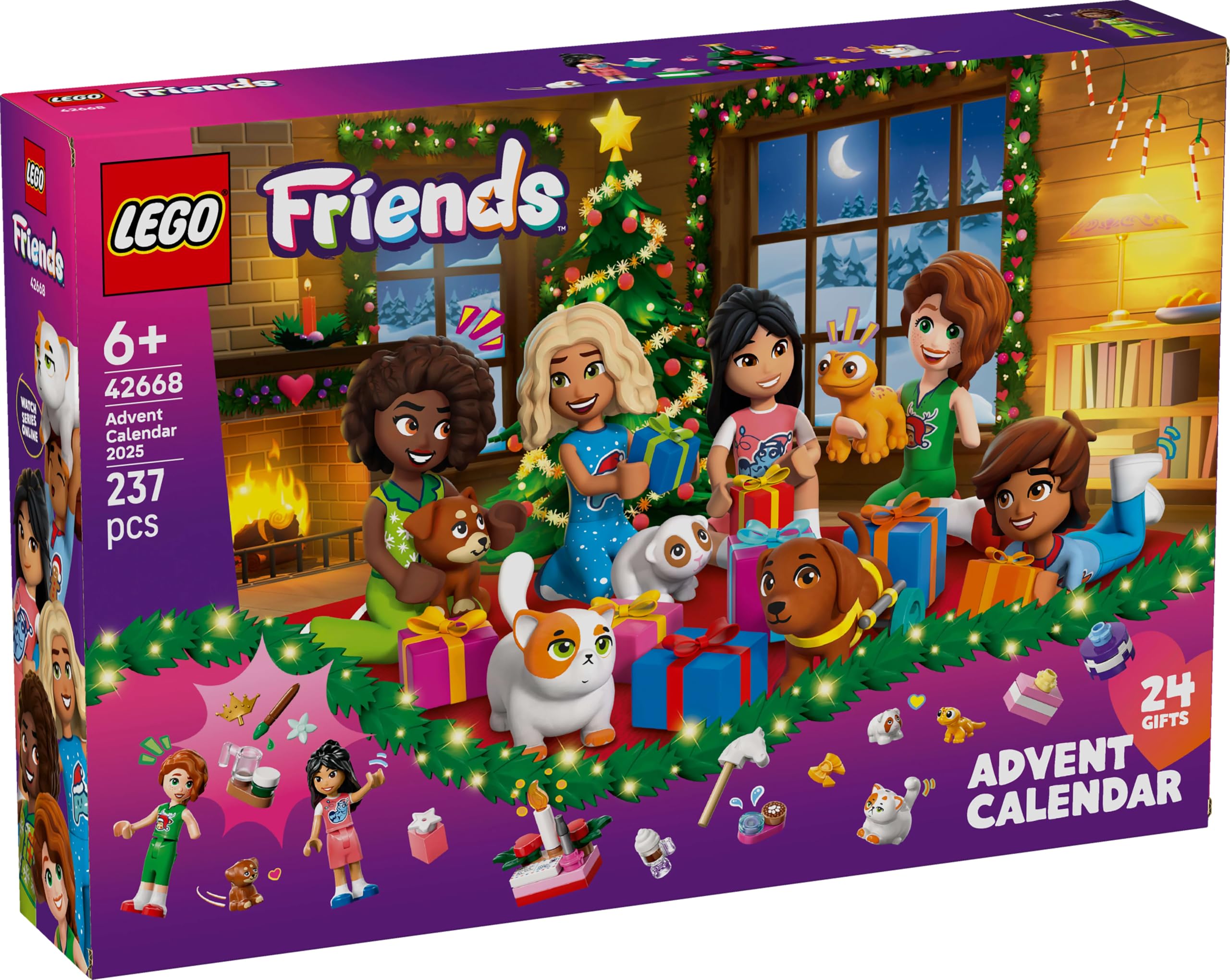 LEGO Friends Advent Calendar 2025 plaid sofa and lamp create a warm holiday nook.
