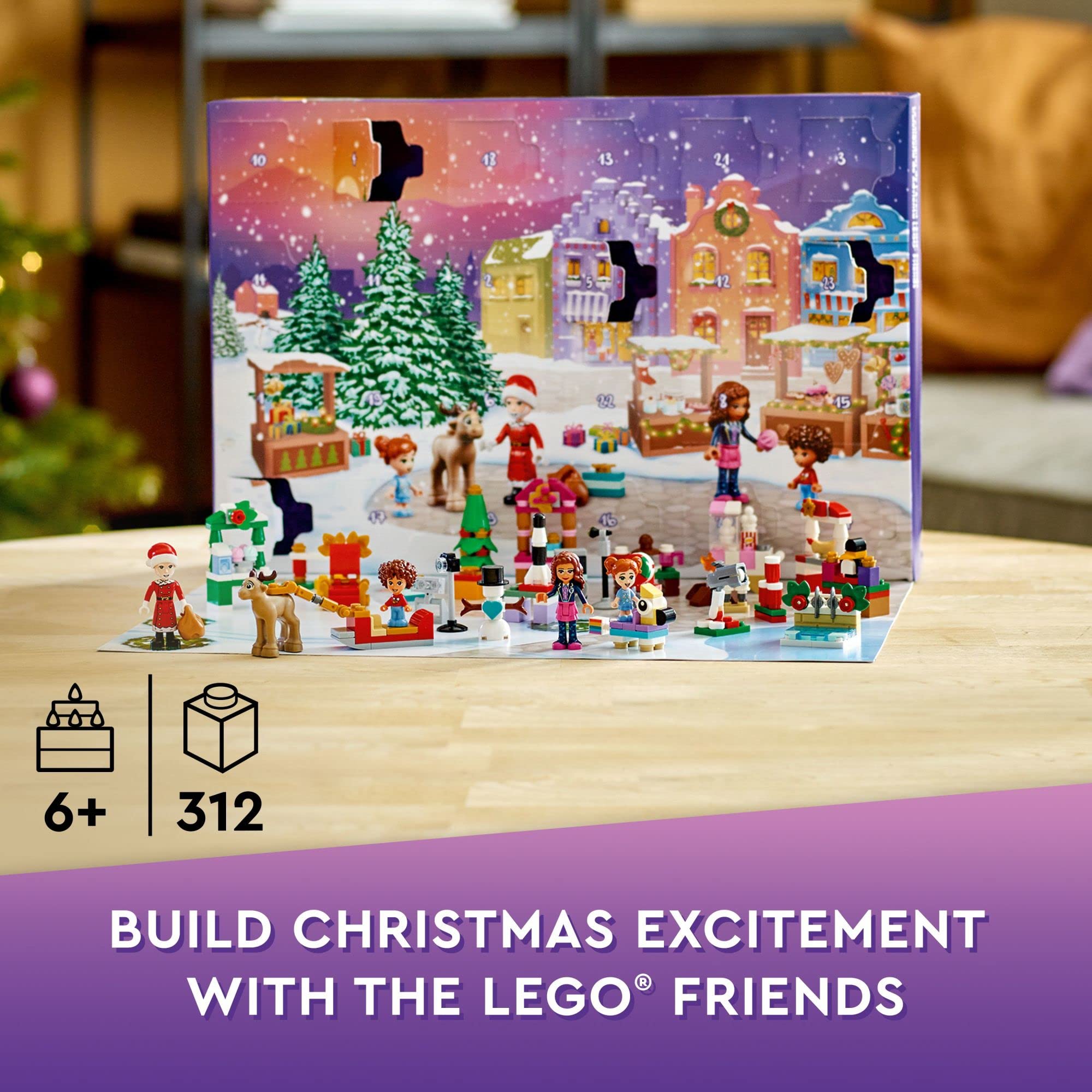 LEGO Friends Advent Calendar 41706 Olivia market scene promotes imaginative play.